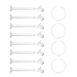 12pcs Invisible Clear Bioflex Flexible Acrylic Nose Rings Spacers Retainer Plastic Nose Studs Piercing Body Jewelry 20g
