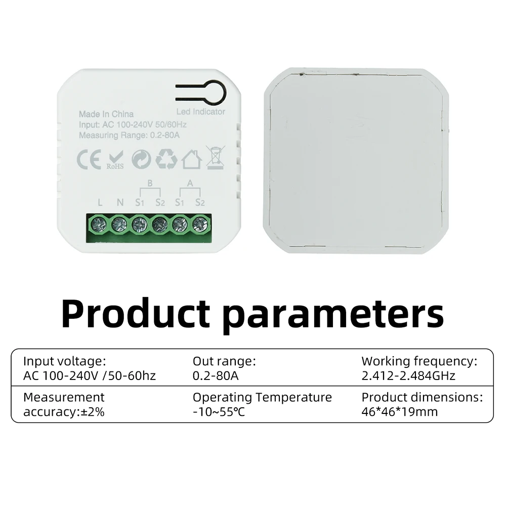80A Tuya WiFi DIN-Schienen-Energiezähler AC 100-240V Intelligenter Stromzähler Spannungs- und Strommessgerät mit Stromwandler – Detail 15