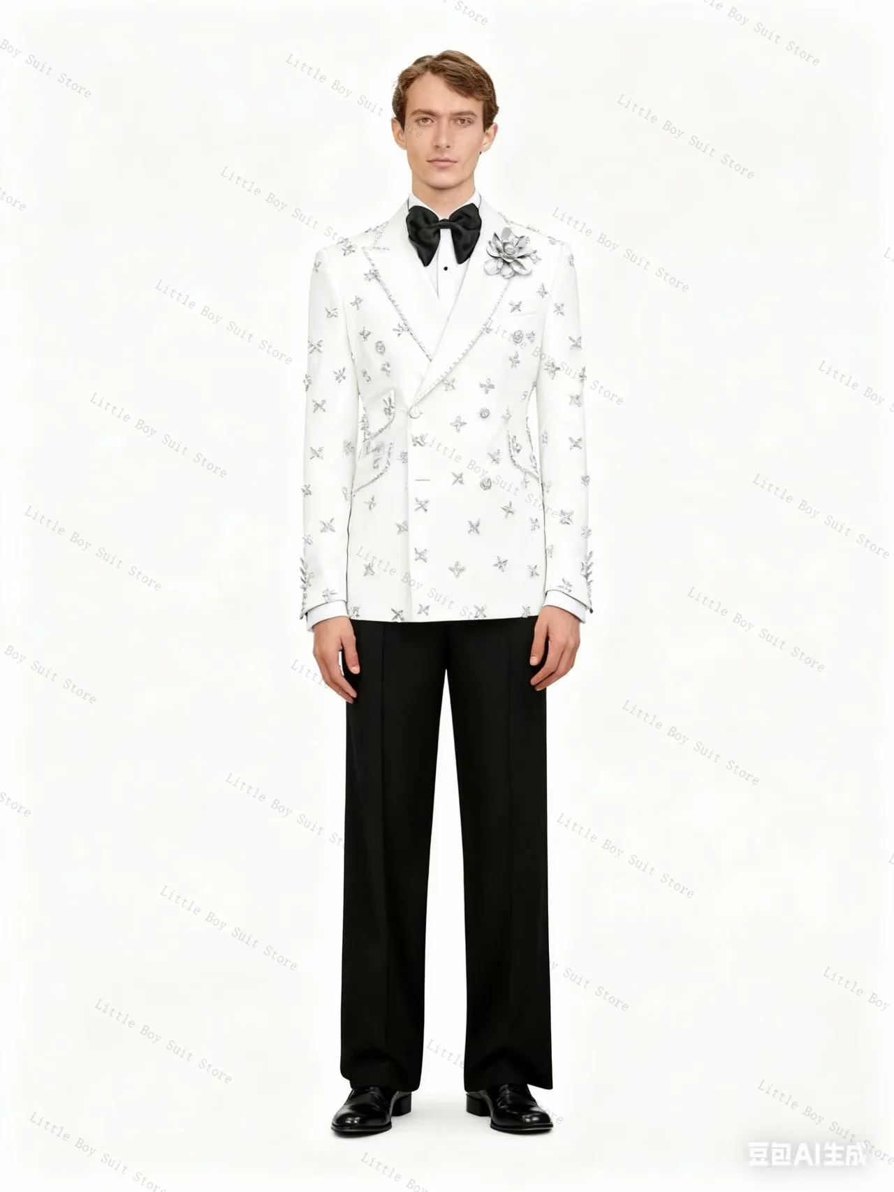 Burgundy Crystals Men Suit Set 2 Piece Wedding Tuxedo Jacket Blazer Pant Cotton Formal Office Business Party Coat Customized