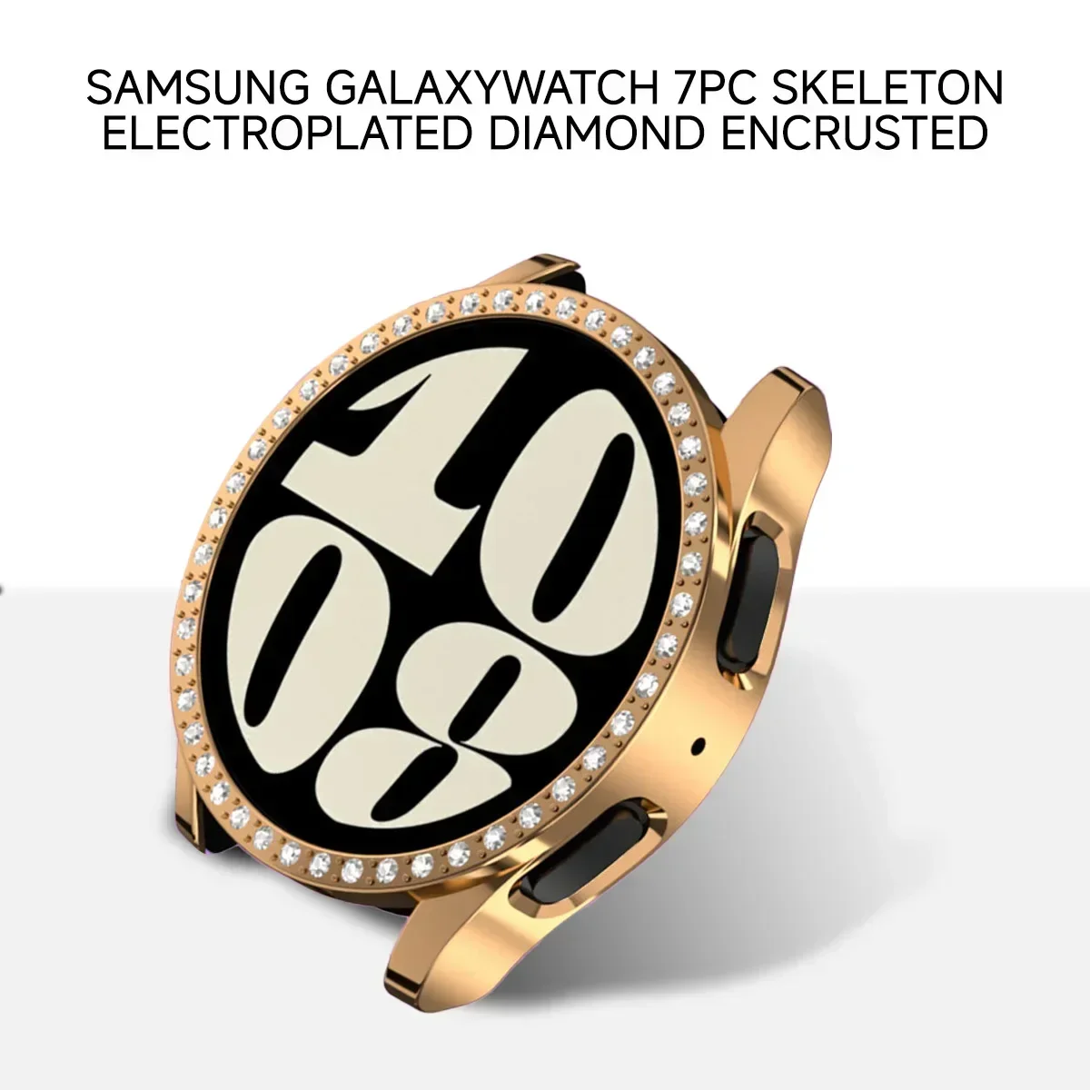 Diamond Case for Samsung Galaxy Watch 6 5 4 40mm 44mm Protective Case PC single row encrusted shiny cover bumper no glass