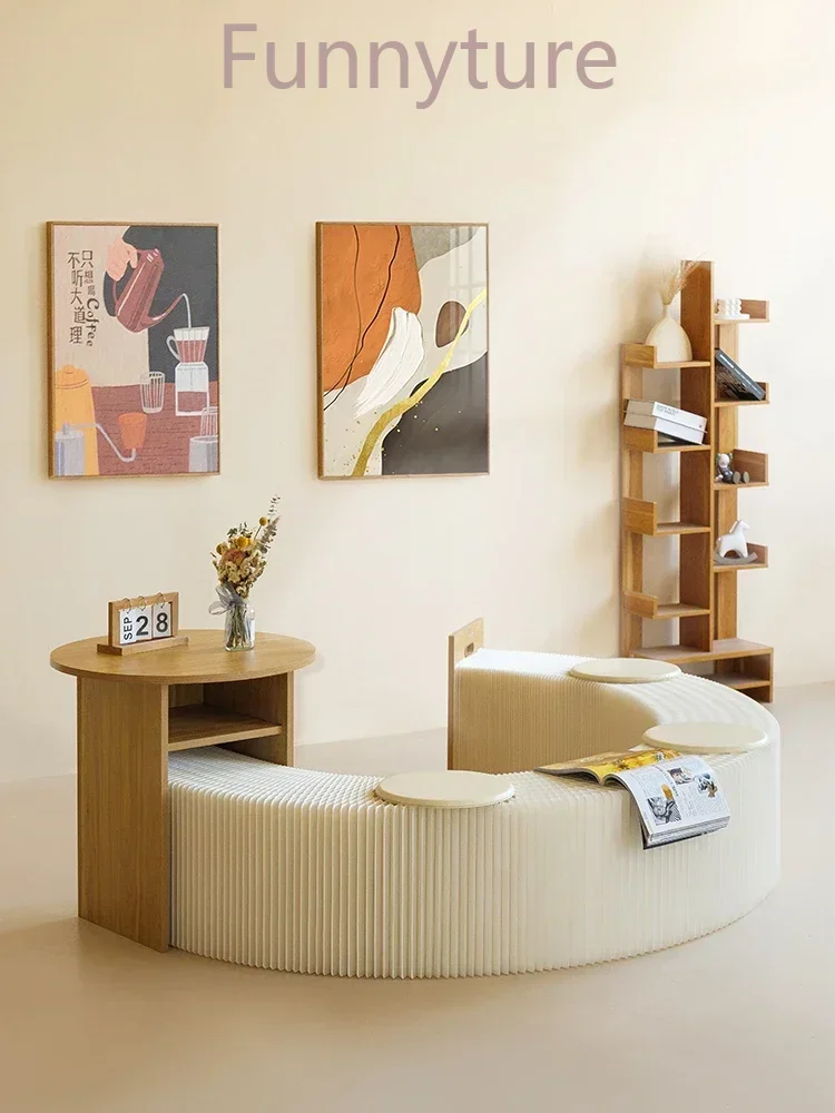 접이식 스크린 파티션 아파트 커피 테이블 벤치, 게으른 소파, 헤어 스툴, 주름진 낮은 스툴, 오르간 종이 벤치 가구