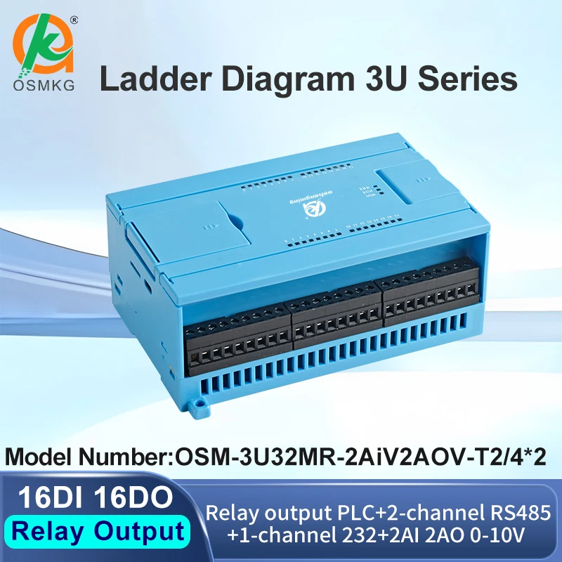 16DI 16DO Relay Output  PLC Controller  Analog  Modbus Rtu with RS232 RS485 Compatible with GX WORKS 2