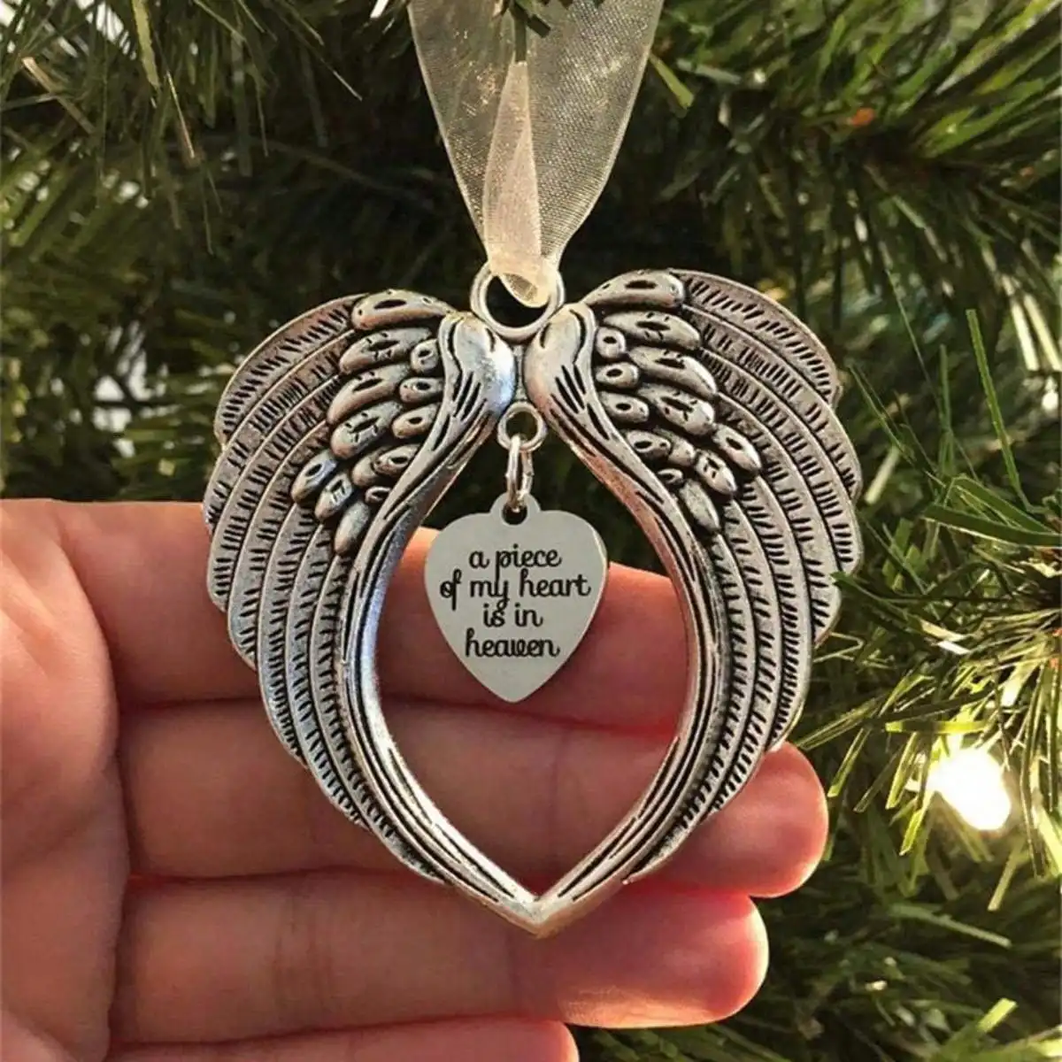 Meu Coração Está No Coração, Ornamento De Natal, Asas De Anjo, 1Pc