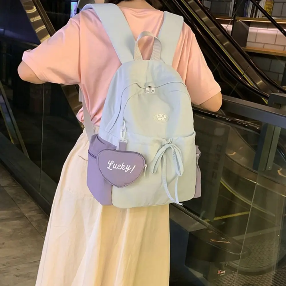 

Модный нейлоновый школьный рюкзак, модный милый школьный рюкзак большой емкости, водонепроницаемая сумка на плечо для женщин