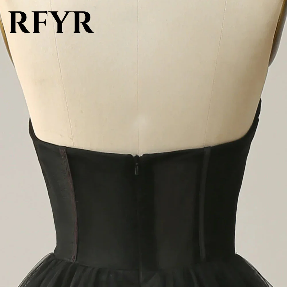 RFYR-vestidos de noche con hombros descubiertos, vestido de graduación de línea a, tul Sexy, Espalda descubierta, rizo de borde