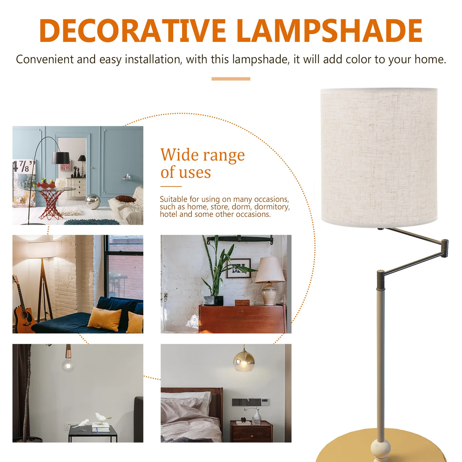 

Linen Lampshade 18 20cm High White Fabric Table Floor Lamp Cover Vintage Nightstand Shade for DeskLiving Room Decor