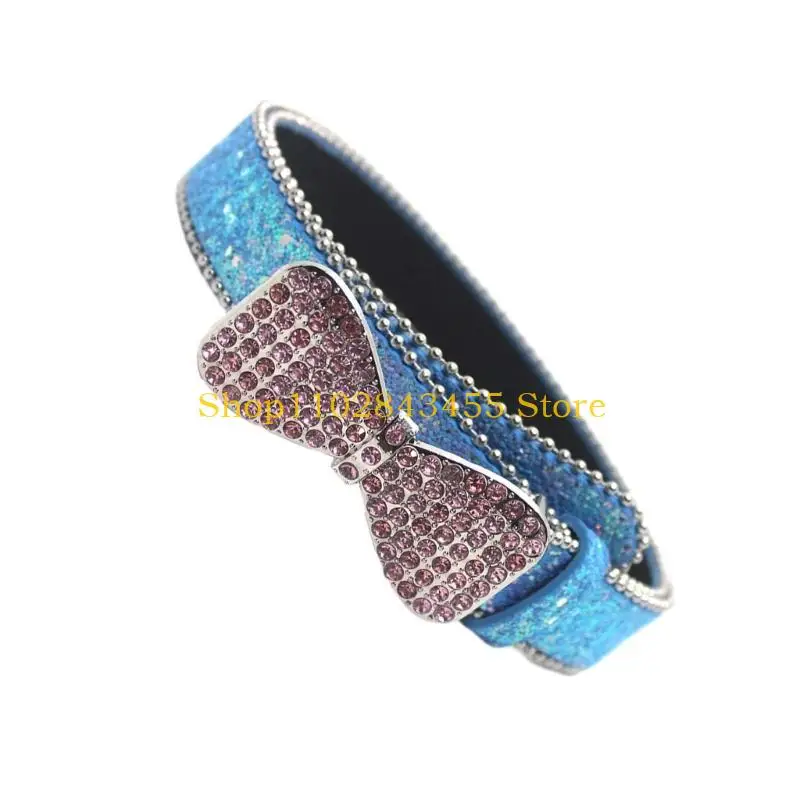 حزام جلدي للسيدات من 49MC، حزام خصر جلدي مع إبزيم من أحجار الراين لسراويل الجينز، الطول 41.3 بوصة