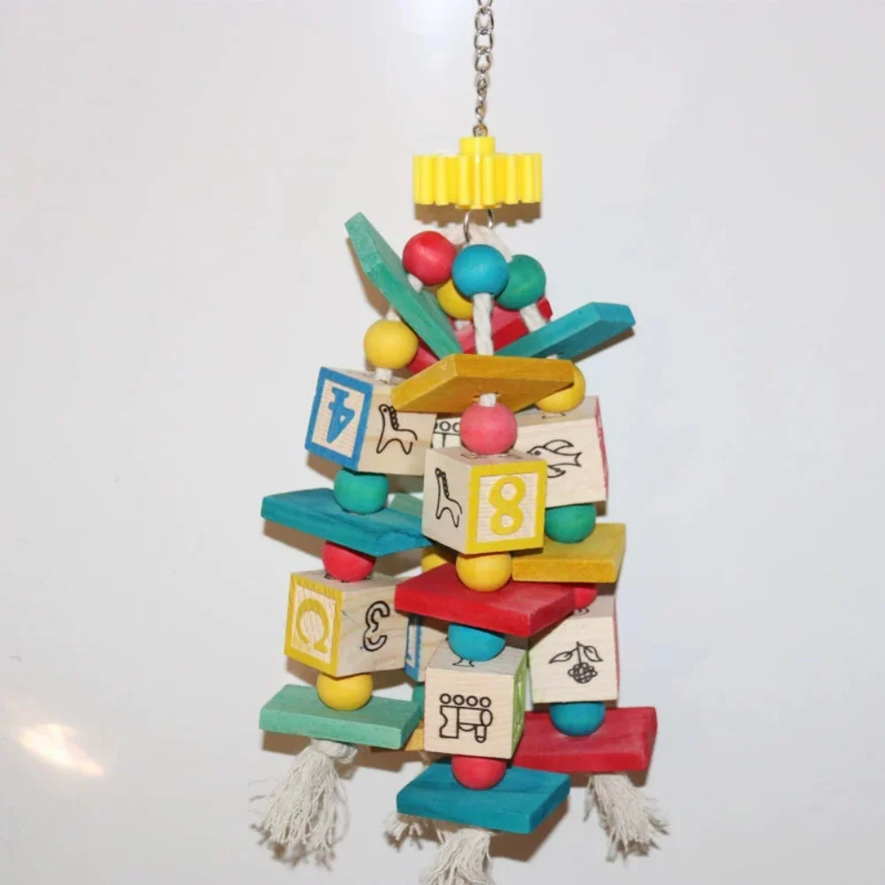 

Parrot toys bird supplies utensils colorful digital wooden block building block puzzle bird toy