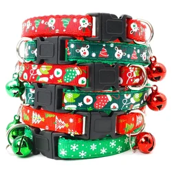 Delicada Segurança Casual Nylon Dog Collar com Bell, cinta de Natal pescoço, coleiras ajustáveis, moda gato, 1pc