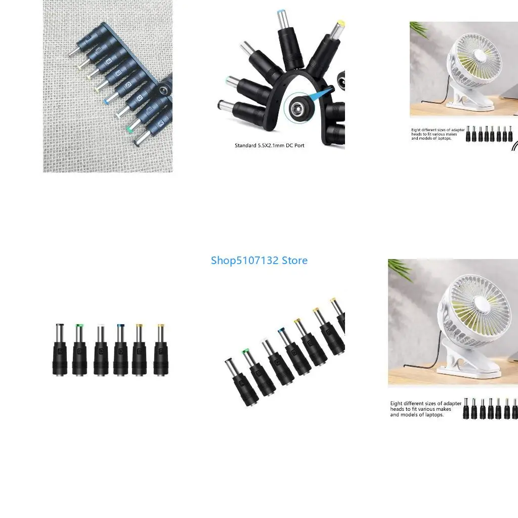87HD Power Adapters Female Plug Converters Connectors DC5.5x2.1mm to 6.3 6.0 5.5 4.8 3.5 Male Tips Adaptors Set