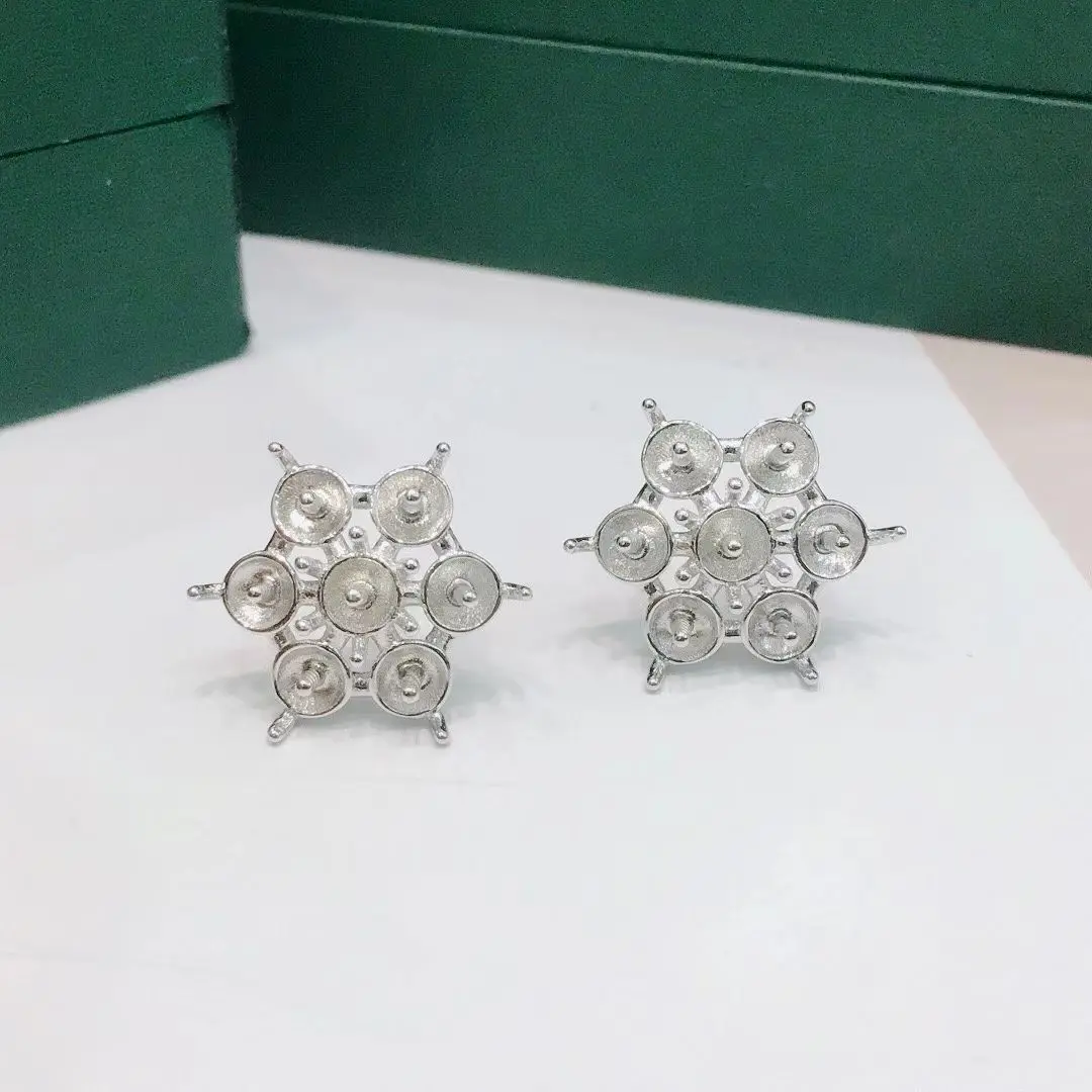 Wholesale S925 Sterling Silver Earrings Mount Findings Settings Base Mounting Parts Accessory for 4-5mm Pearls 5 pairs/lot