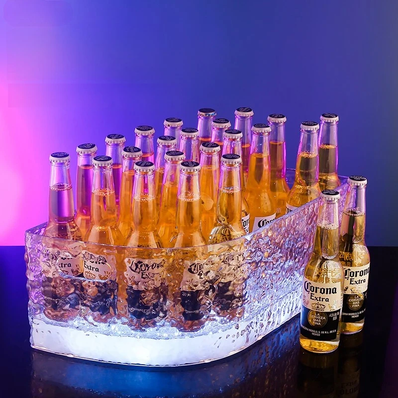 

Creative Yuanbao LED Ice Bucket, Bar KTV Beer Container, High-Gloss Cocktail Ice Tub, Trendy Illuminated Drink Cooler for Events