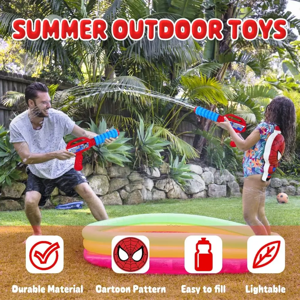 Mochila pistola de água para crianças super-herói esguicho arma 1.3l dos desenhos animados verão brinquedos ao ar livre com alças ajustáveis para piscina