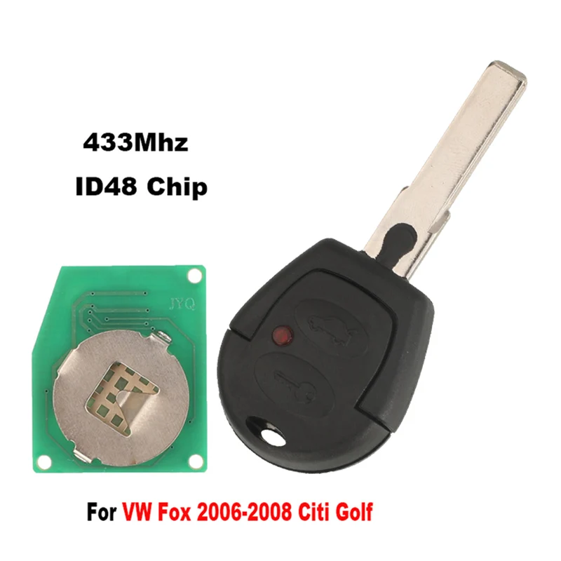 

jingyuqin Remote Car Key For VW Fox 2006-2008 Citi Golf 2003 4Z0959753C 433Mhz ID48 Chip Control Keyless Entry