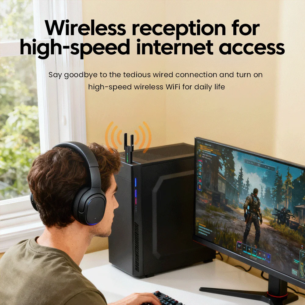 Adaptador usb wifi 650mbps/1300mbps 2.4ghz + 5.8ghz placa de rede sem fio de banda dupla driver grátis para pc windows xp/7/8/8.1/10/11