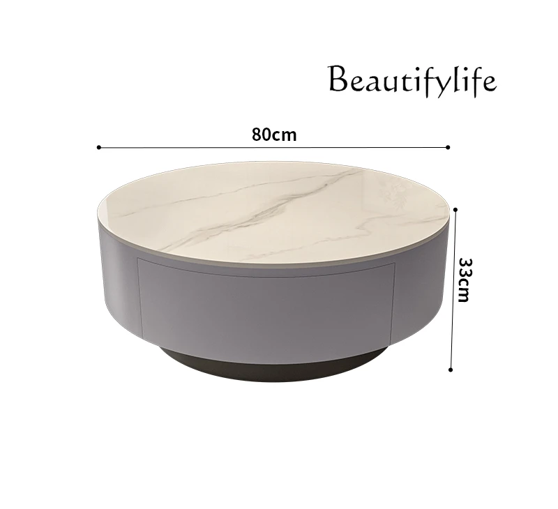 

Italian minimalist rock slab coffee table round light luxury modern simple small apartment marble home