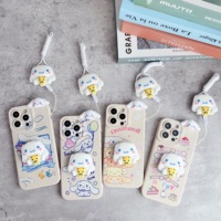 For Samsung Galaxy S8 S9 S10 S20 S21 S22 S23 S24 S25 Plus Ultra FE Note 9 10 20 Happy Cinnamoroll Case With Holder Rope