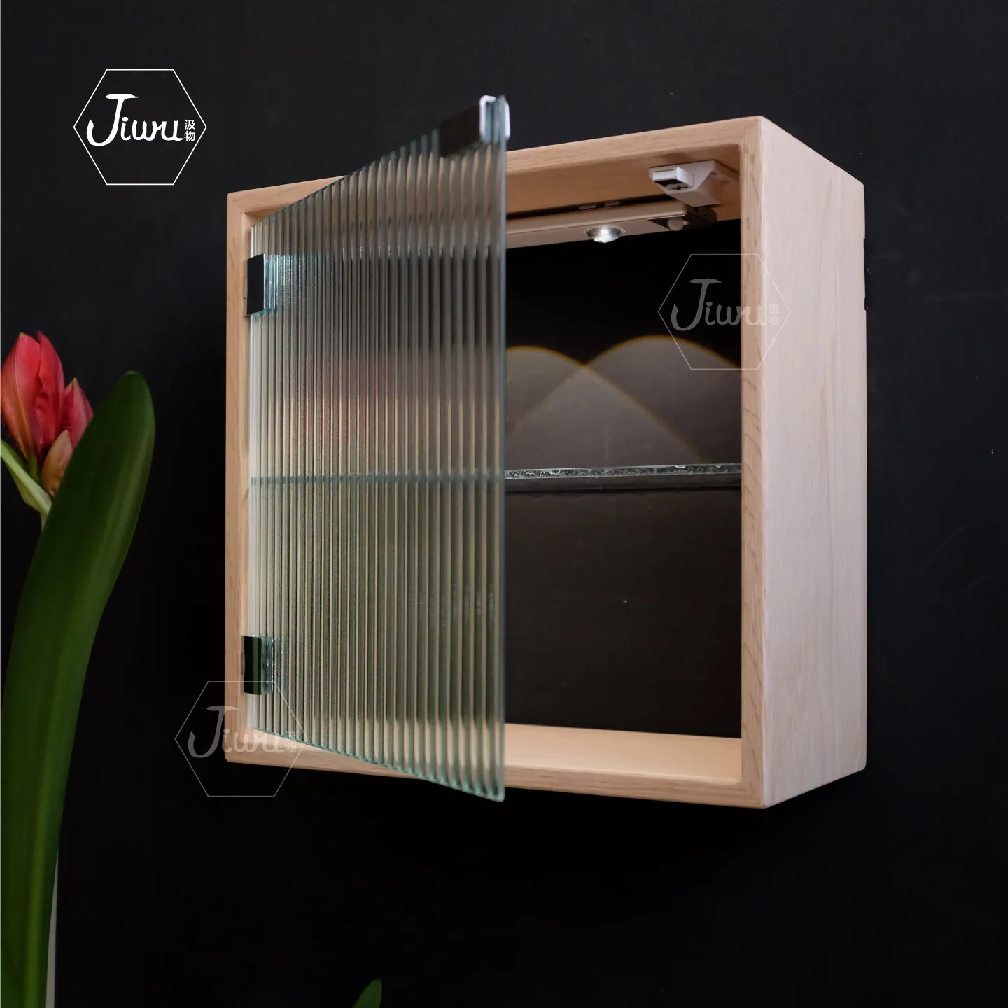 Drawing Glass Door Hanging   Hanging  Red Oak Display  Locker  Shelf Bookcase