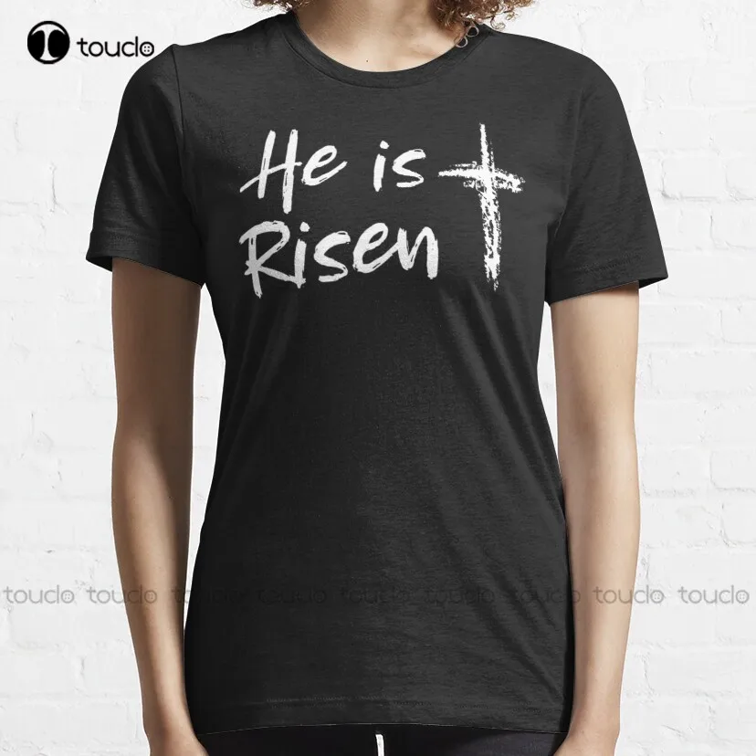 Christian Easter He Is Risen Classic T-Shirt Kindergarten Teacher Shirts Harajuku Streetwear Breathable Cotton Christmas Gift