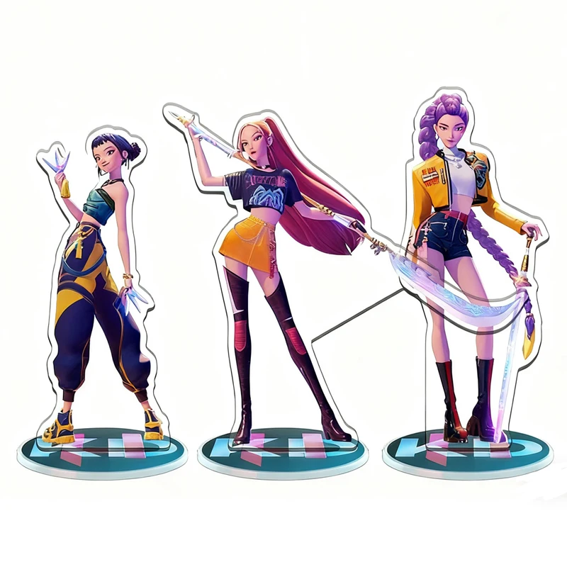 แผ่นอะคริลิคตั้งโต๊ะลาย KPop Demon Hunters Superstar รูมิ มิรา โซอี 3 ชิ้น ของตกแต่งสำหรับแฟนคลับ K-pop ของขวัญวันเกิด