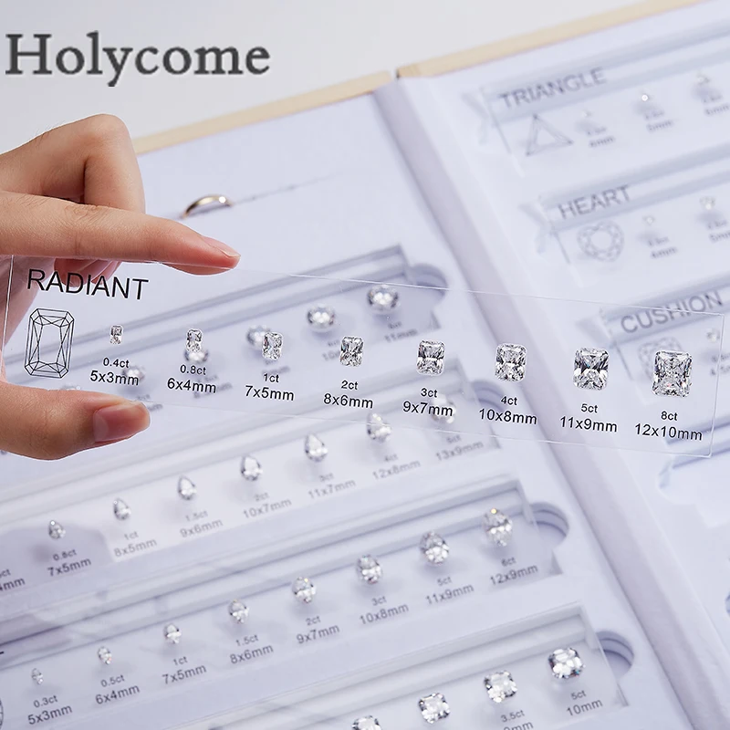 [Holycome Radiant Shape] Customize Comparison Chart Cubic Zirconia Diamond Carat Set Ring Size Reference for Jewelry Making DIY