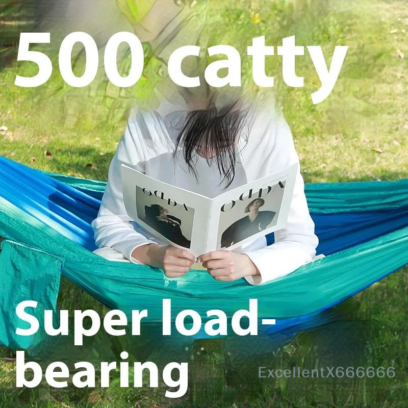 

Double Person Anti Rollover Nylon Hammock Swing Portable Outdoor Hammock Camping Hunting Leisure Parachute Fabric Hammock