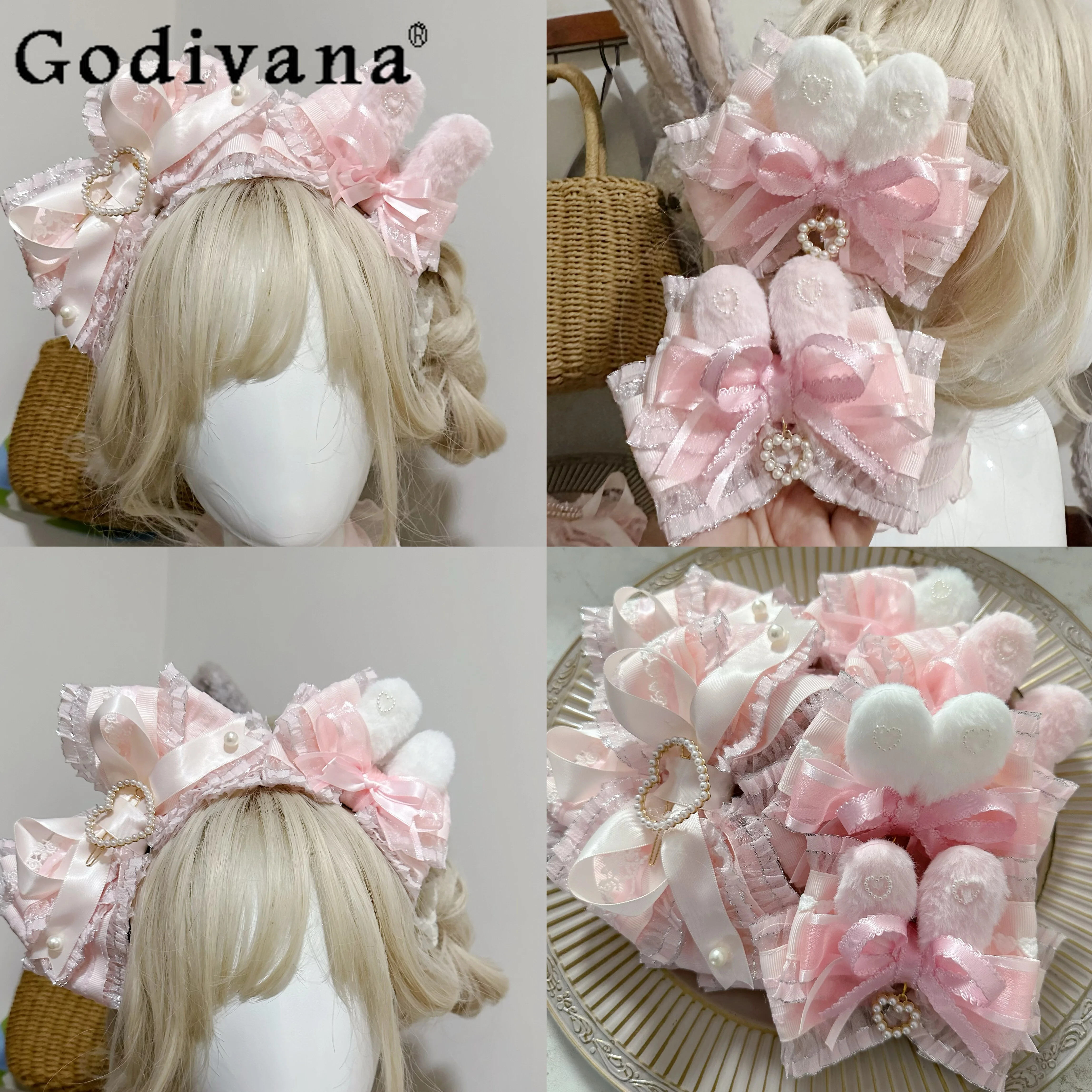 

Japanese Style Original Big Bowknot Bunny Ear Headband Cute Girl KC Bowknot Cartoon Doll Feel Hair Accessories