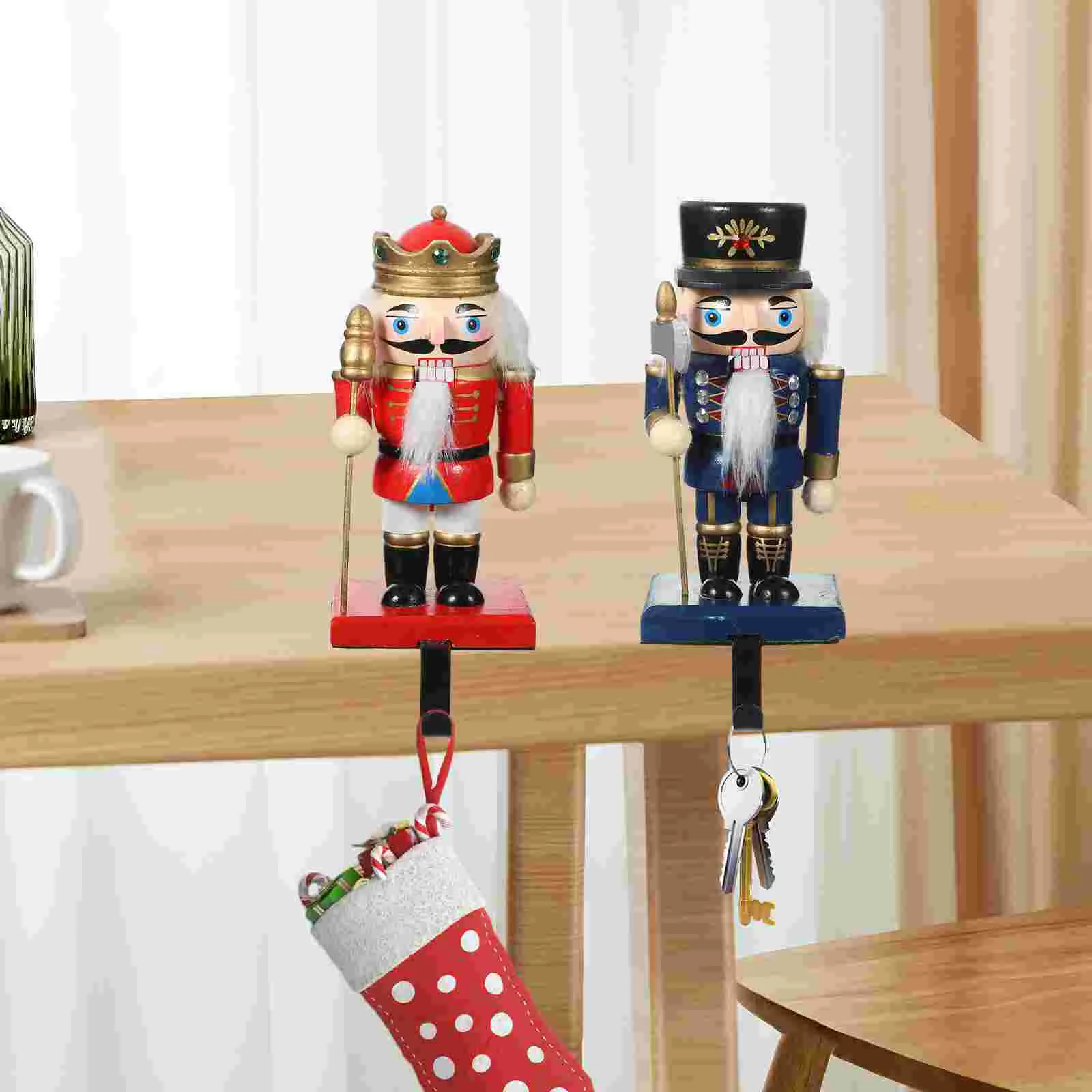 Soporte de gancho para medias navideñas, adornos para colgar, soportes para mascotas para mantel, hierroalloy, medias de Navidad de madera, chimenea, juguete de oficina