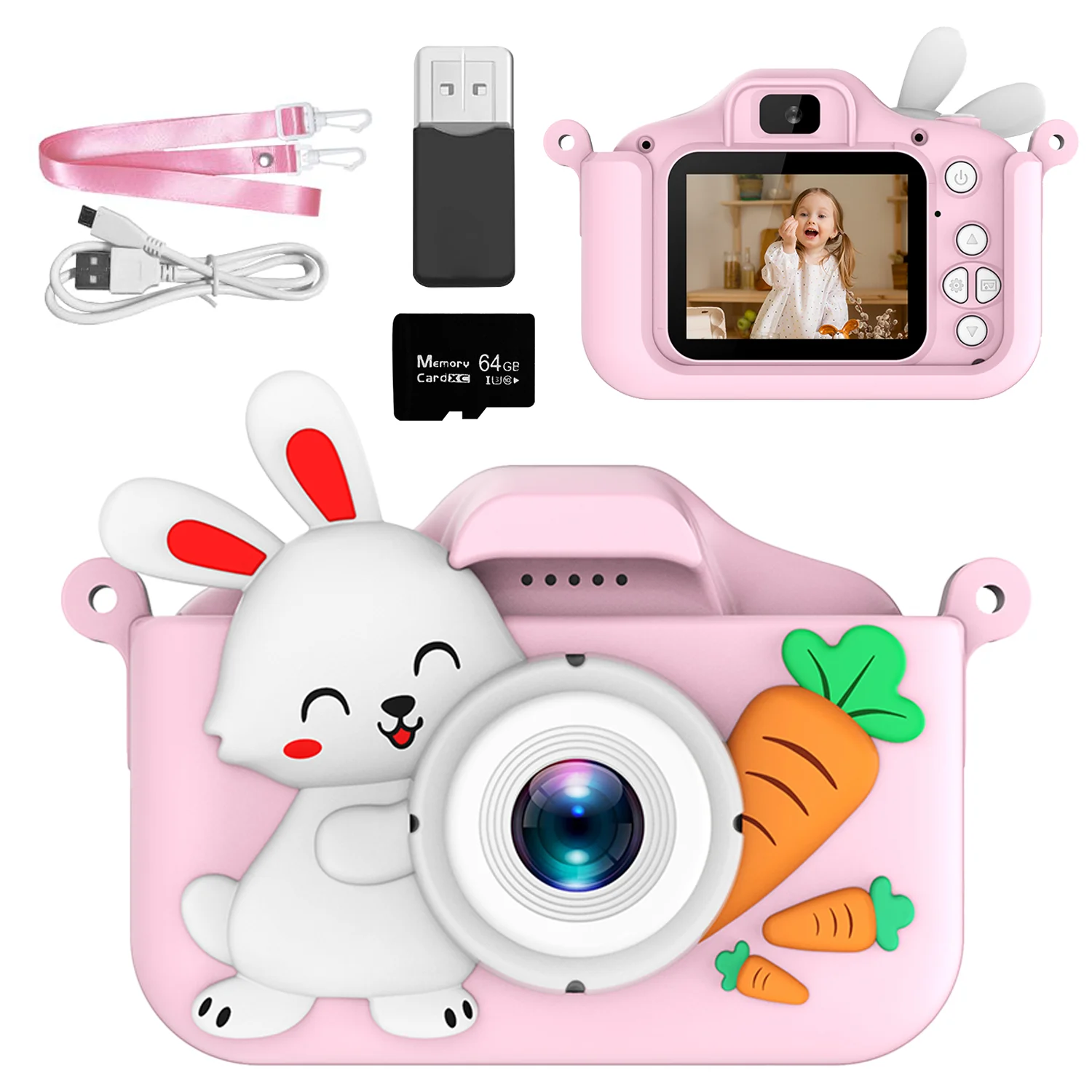 Caméra pour enfants, double caméra, HD 1080P, 48MP avec enregistrement vidéo Cadeau d'anniversaire parfait pour les enfants Idéal Noël, Halloween ou Bir