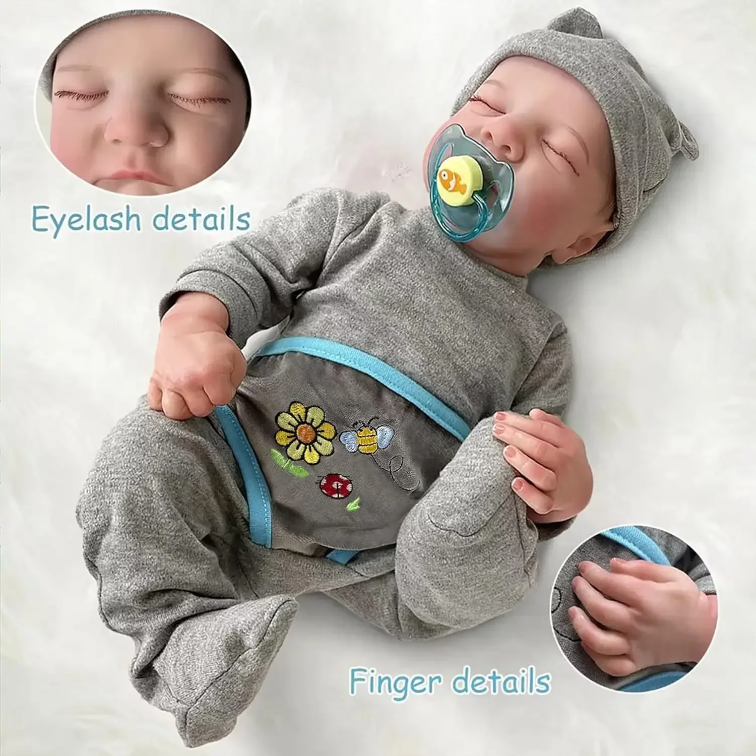 Realistic Reborn Baby Dolls Boy-19-Inch Lifelike Newborn Vinyl Full Body Real Baby Doll Gift for Kids Age 3 +