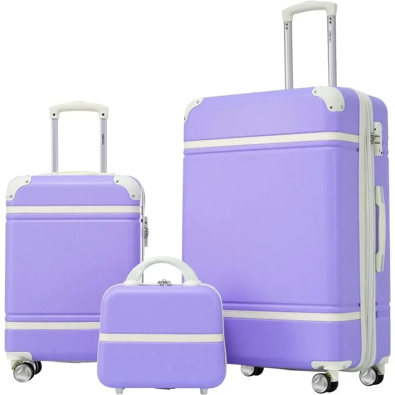 Ensemble  valises vintage avec étui cosmétique, roues tournantes extensibles, ensembles bagages, 20 