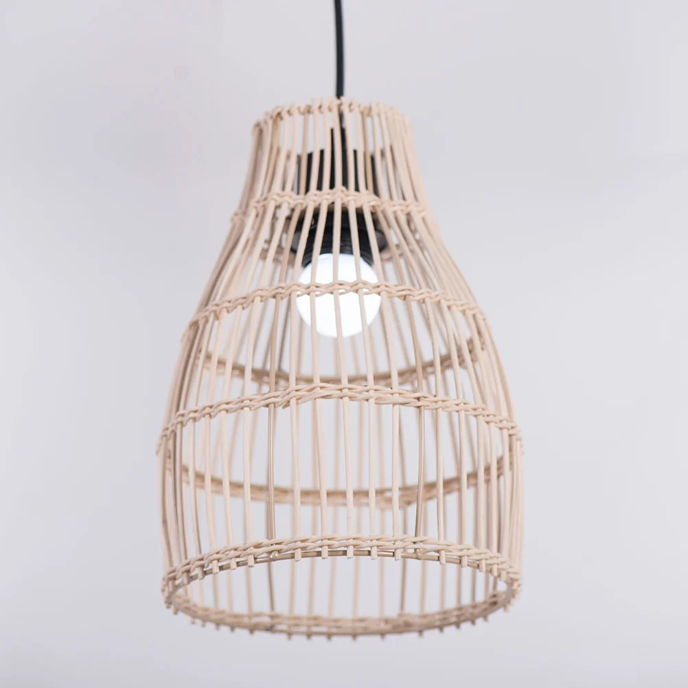 

Rattan Woven Lampshade Pendant Ceiling Osuer Vintage Lights Locket Simple Bar Counter Paper Rope