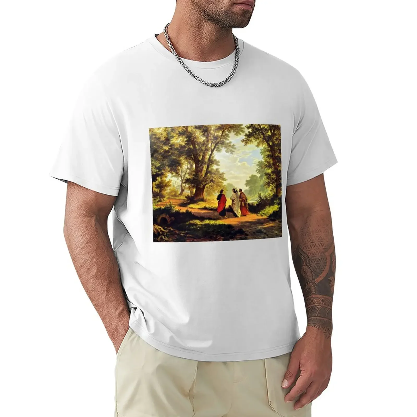 Road To Emmaus T-Shirt anime cute tops tees mens graphic t-shirts big and tall