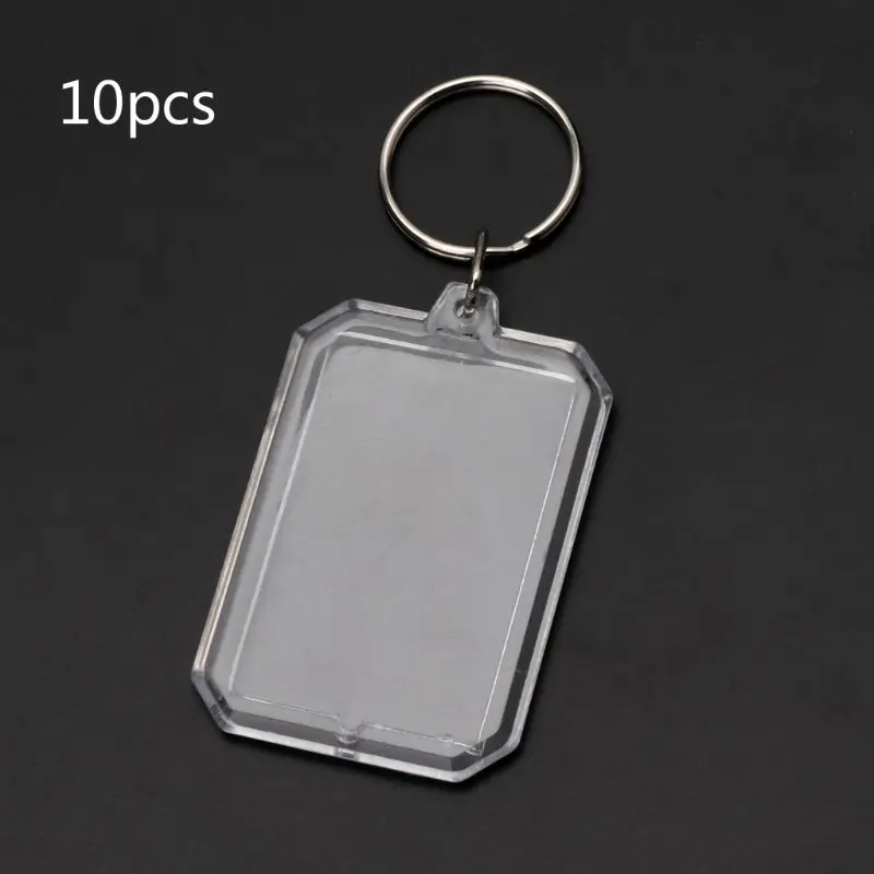 10Pcs Picture Blank Keyrings Transparent Acrylic Key Chains Insert Your Photo