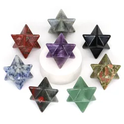 25mm Merkaba Star Natural Rose Quartz Chakra Stones Crystal Wiccan Divination Healing Energy Gem For DIY Jewelry home Decor Gift