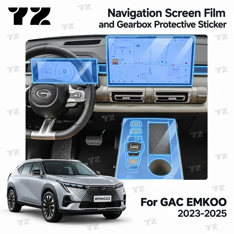 YZ TPU Navigation Screen Film and Gearbox Protective Sticker For GAC EMKOO 2023-2025 Anti-Scratch Interior Accessories