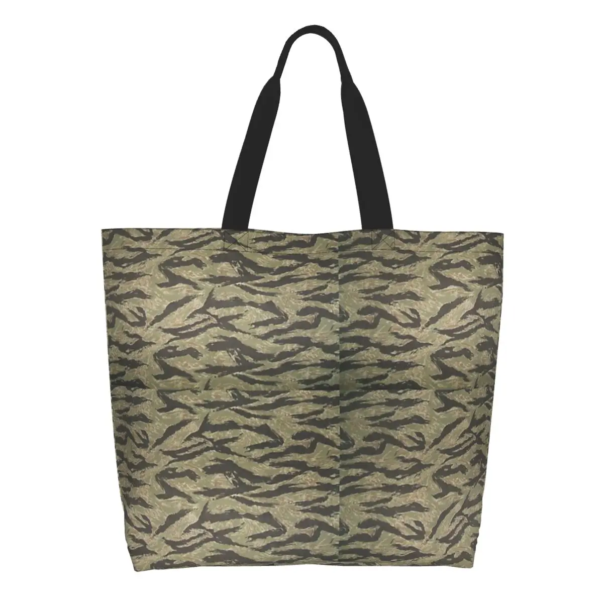 Tiger Stripe Camouflage Military Camo Shopping Tote Bag Canvas Large Capacity Shoulder Bags Shopper Grocery Handbag for Women
