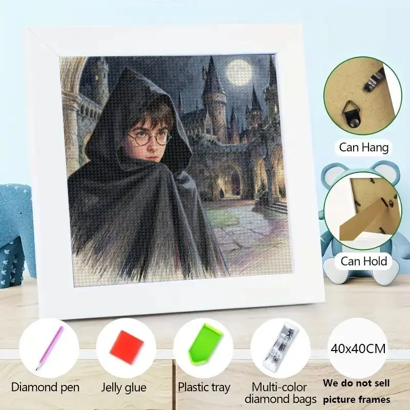 

1 шт. Гарри Поттер 5D DIY комплект алмазной живописи, замок Хогвартс ночная сцена полная дрель алмазная художественная вышивка, волшебный молодой волшебник