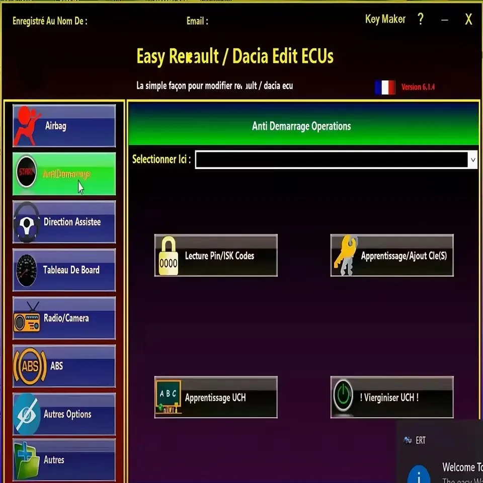 2025 Easy Ren/ault 6.1.4 logiciel pour Renault ECU programmeur clair Crash Airbag cartes clés UCH nettoyant travail avec OBDLink Renolink
