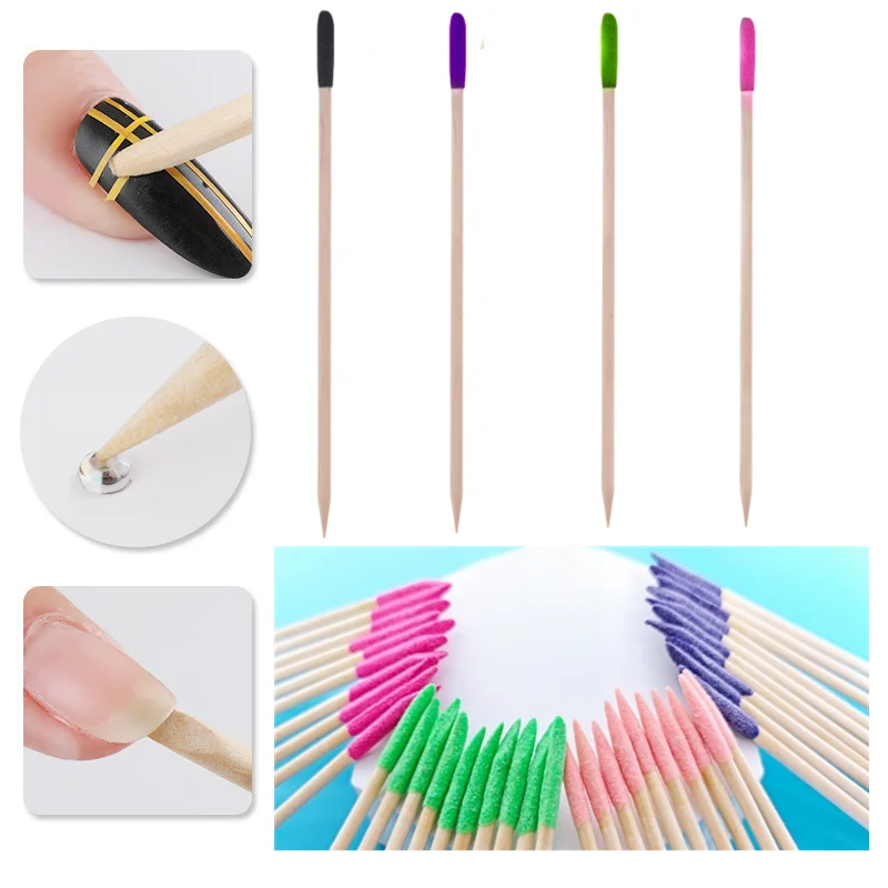 

Nail Grinding Wooden Gravel Stick Nail Scrub Drill Stick Orange Stick Manicure Pusher Remover Double Head Cuticle Pedicure Tool