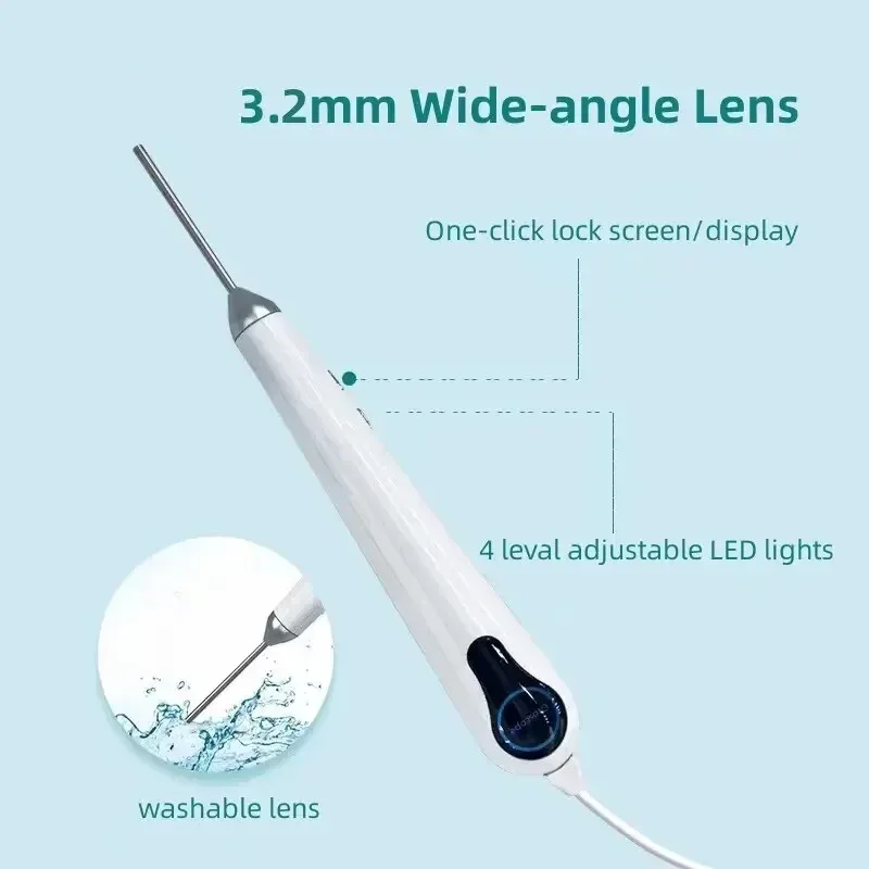 10.1 Inch 3.2mm Digital Otoscope 1080P HD Ear Scope ENT Endoscope Ear Cleaner Tools With 3500mAh Rechargeable Battery