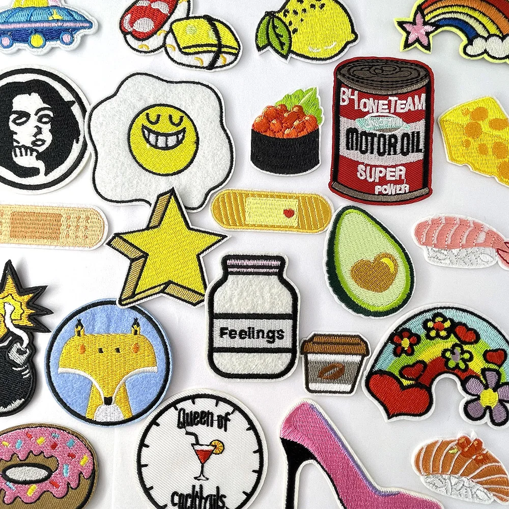 Sushi Lemon Iron on Patches for Clothing Embroidery Appliques Clothes Jeans Stickers Badges Parche Sew on PATCH