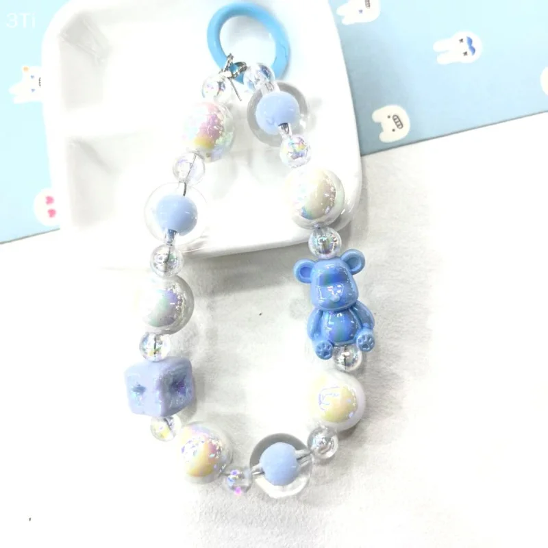 Красочная подвеска-цепочка для телефона с медведем из бисера для IPhone, Samsung, Huawei, Xiaomi, веревочный ремешок для мобильного телефона, украшение для сумки, брелоки