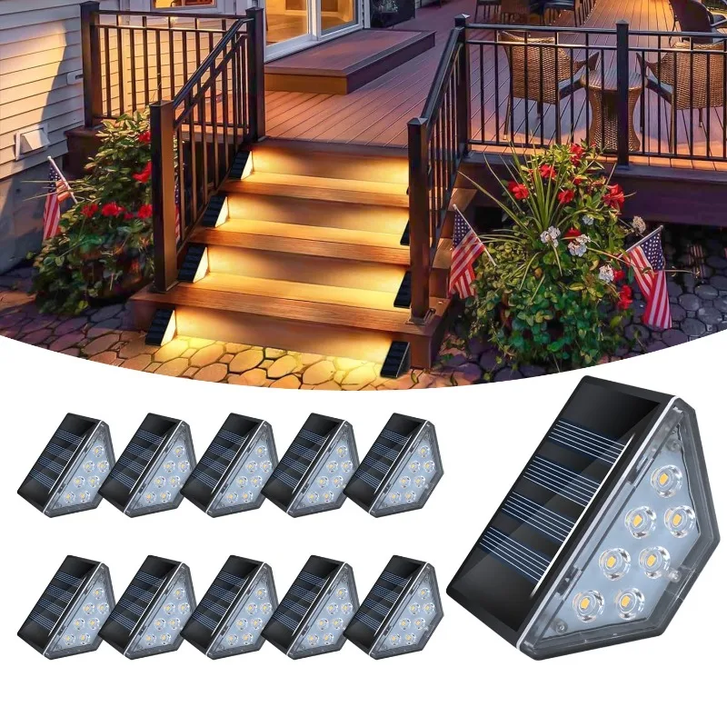 Great Premium Upgraded Solar Step Light 7 LED Waterproof Outdoor Stair Lamp Perfect Decoration for Fence, Wall, Path & Landscape