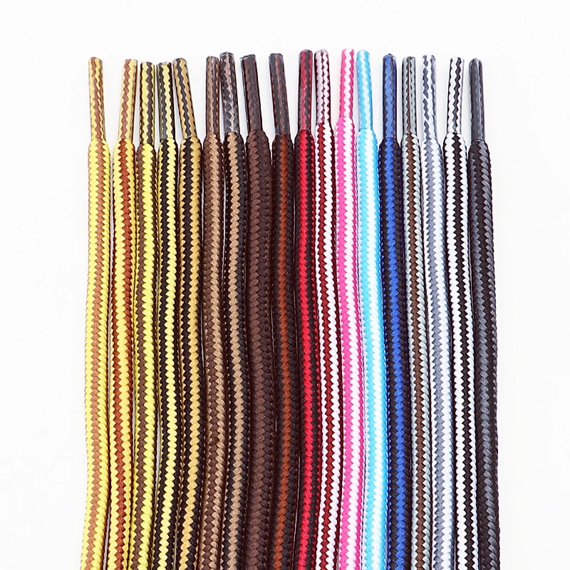 New Striped Double Color Round Shoelaces for Outdoor Hiking Leisure Boots Sneakers Casual Shoe Accessories 1 Pair
