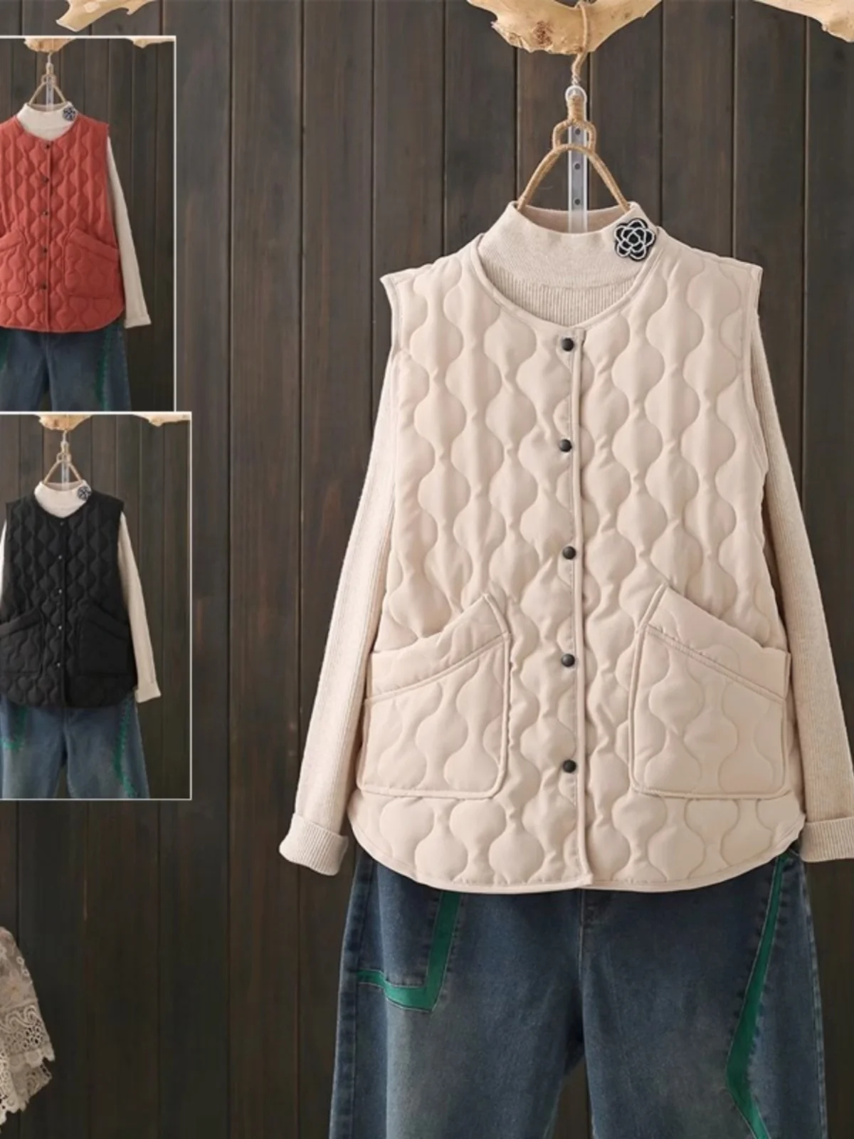 

Женский свободный крой, легкий термопуховый хлопковый жилет, большой размер, верхняя одежда с ромбовидным узором, на одной пуговице