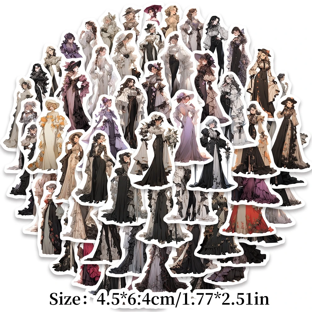 1 pack of 60pcs high-end dress beautiful girl stickers Multi functional decorative stationery stickers