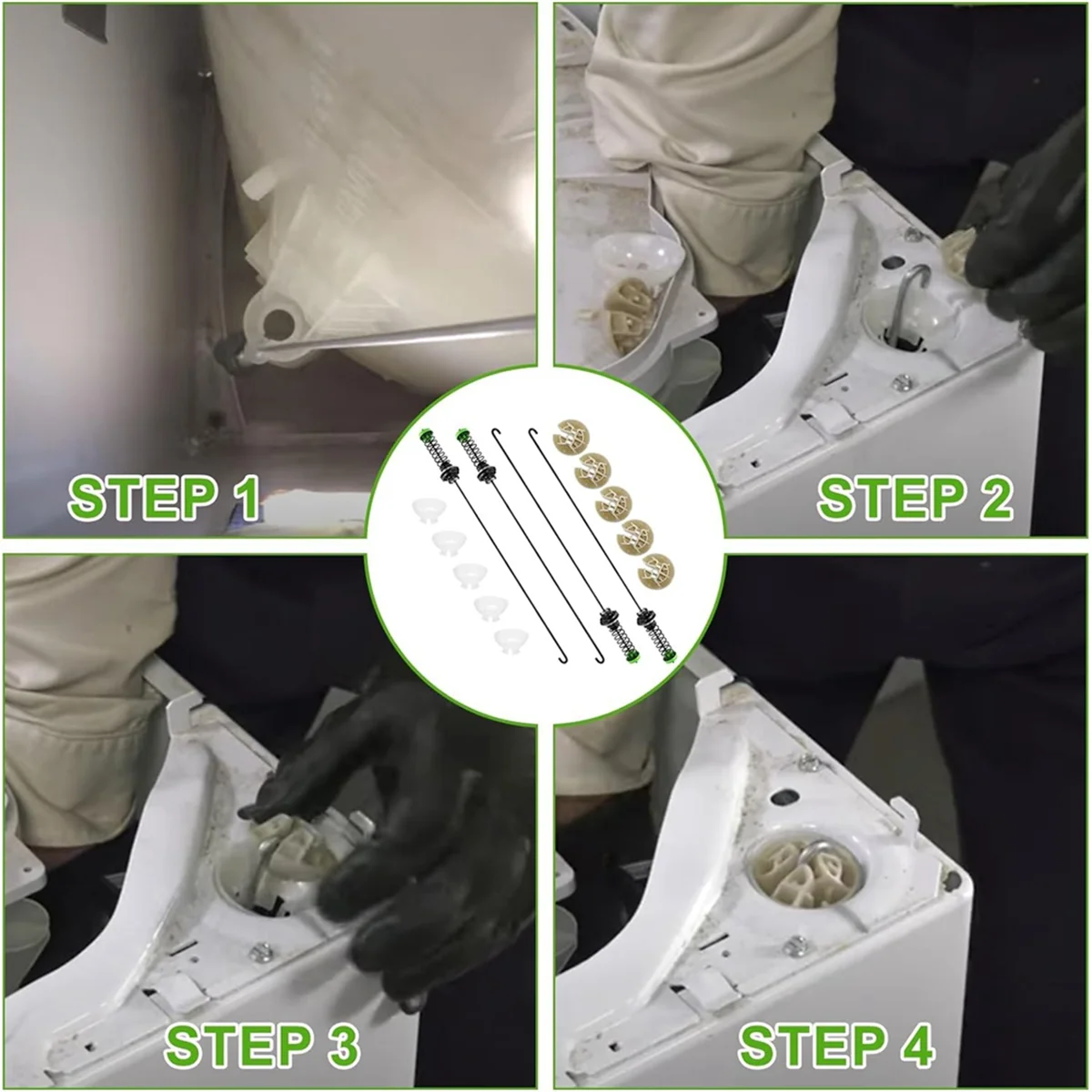 В 11130362   Комплект стержней подвески шайбы из 4 шт., для стиральных машин, подходит для 11022352510 , WTW5000DW2, MVWC565FW0, WTW5000DW0