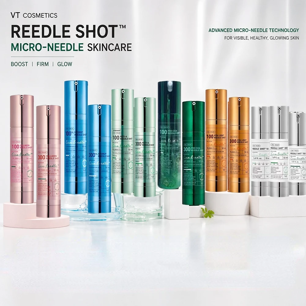 VT Cosmetics Vita-Light CICA Reedle Shot 100/300/700 - Microneedle Essence for Pore Care, Smooth, Even Skin Tone, Glowing Skin