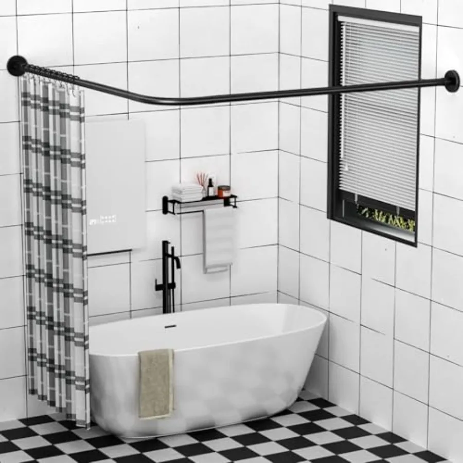 

Stretchable 304 SinleL Shed Baroom Batub Corner Shower Curin Rod Rk Blk 24"-69" x 24"-85" Maxim size 4'' Drill Free Insll for B